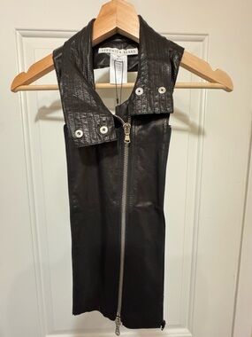 Veronica Beard Leather Moto Dickey Size 14 NWT | Zip-In Jacket Insert Black